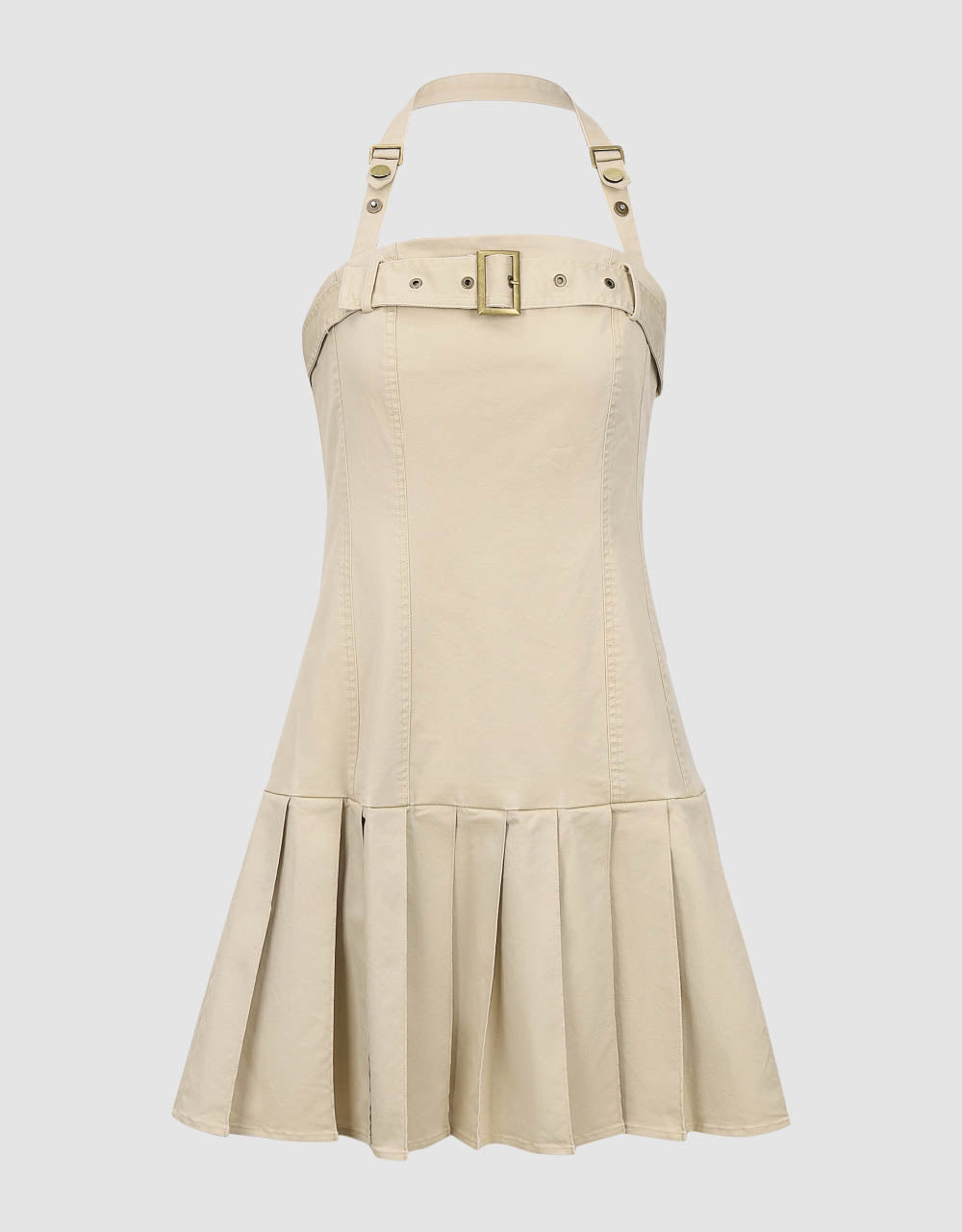 Halter Neck Pleated Skater Dress