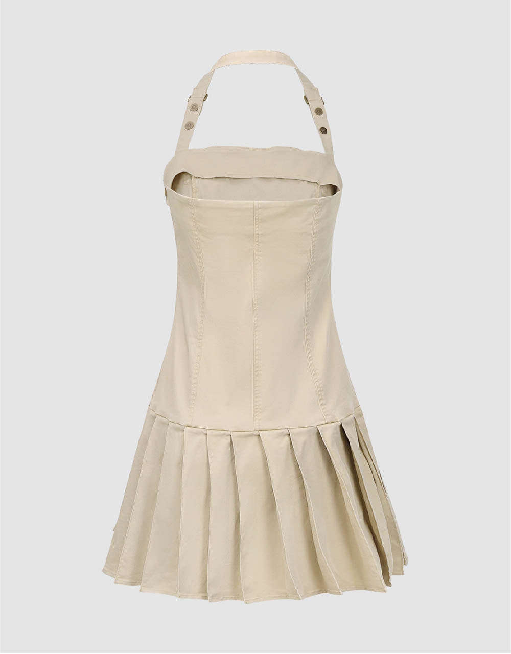 Halter Neck Pleated Skater Dress