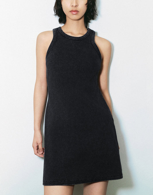 Sleeveless Crew Neck Skinny Knitted Dress