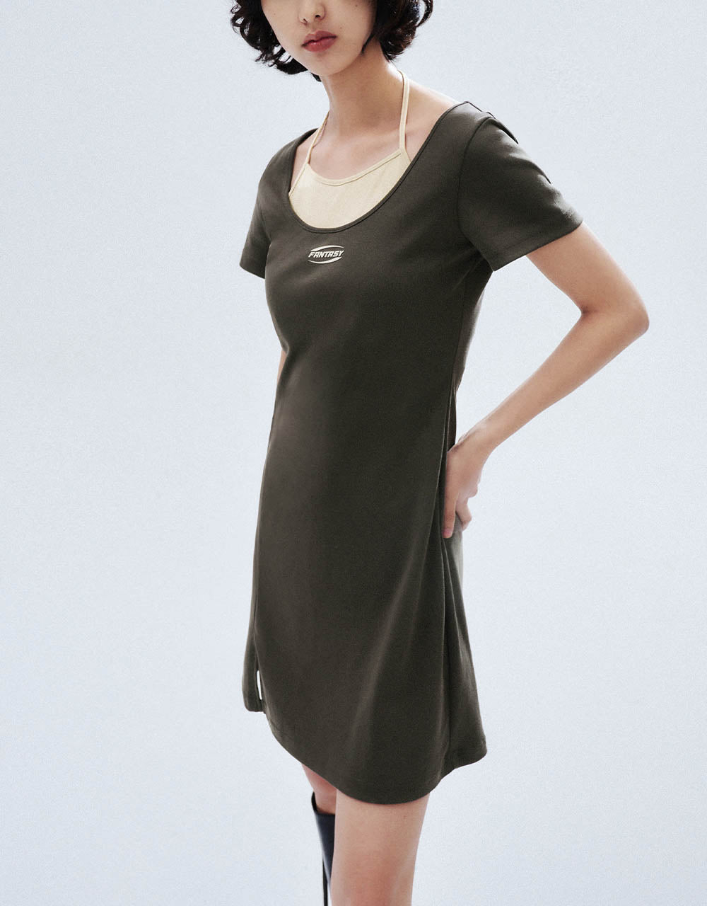 Halter Neck 2 In 1 A-Line Dress