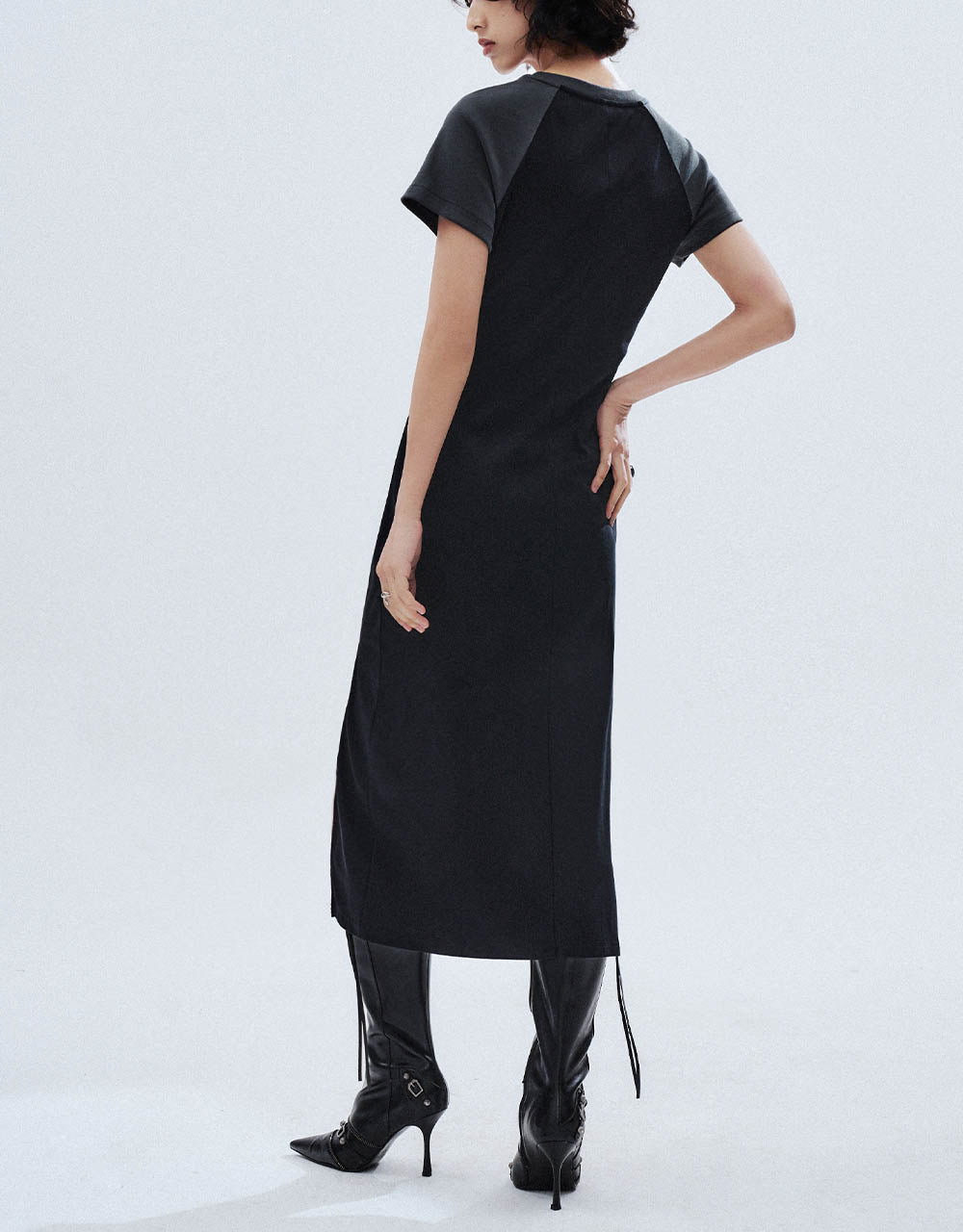 Raglan Sleeve Crew Neck Skinny Dress