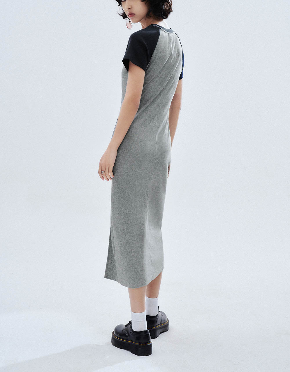 Raglan Sleeve Crew Neck Skinny Dress