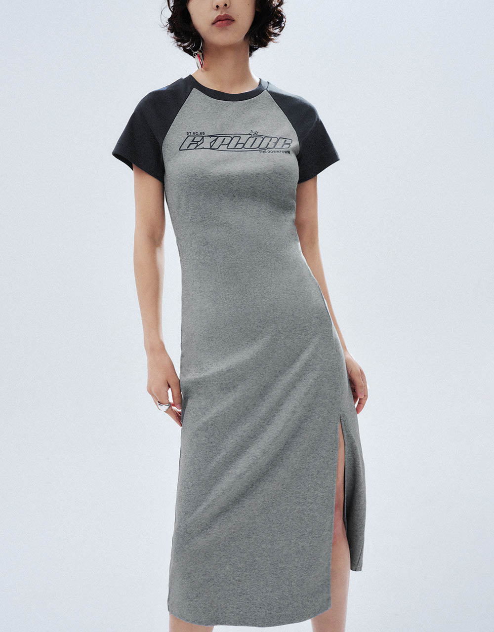 Raglan Sleeve Crew Neck Skinny Dress