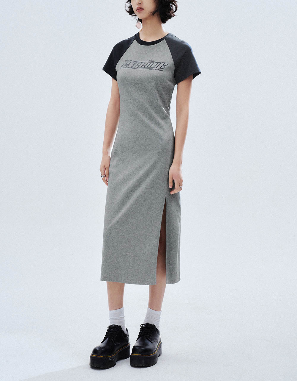 Raglan Sleeve Crew Neck Skinny Dress