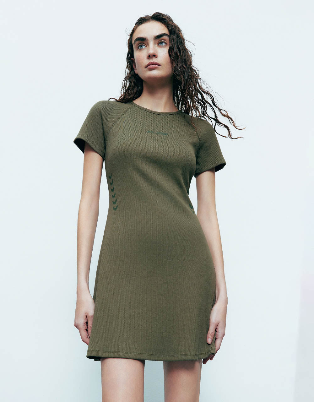 Raglan Sleeve Crew Neck Knitted Skinny Dress