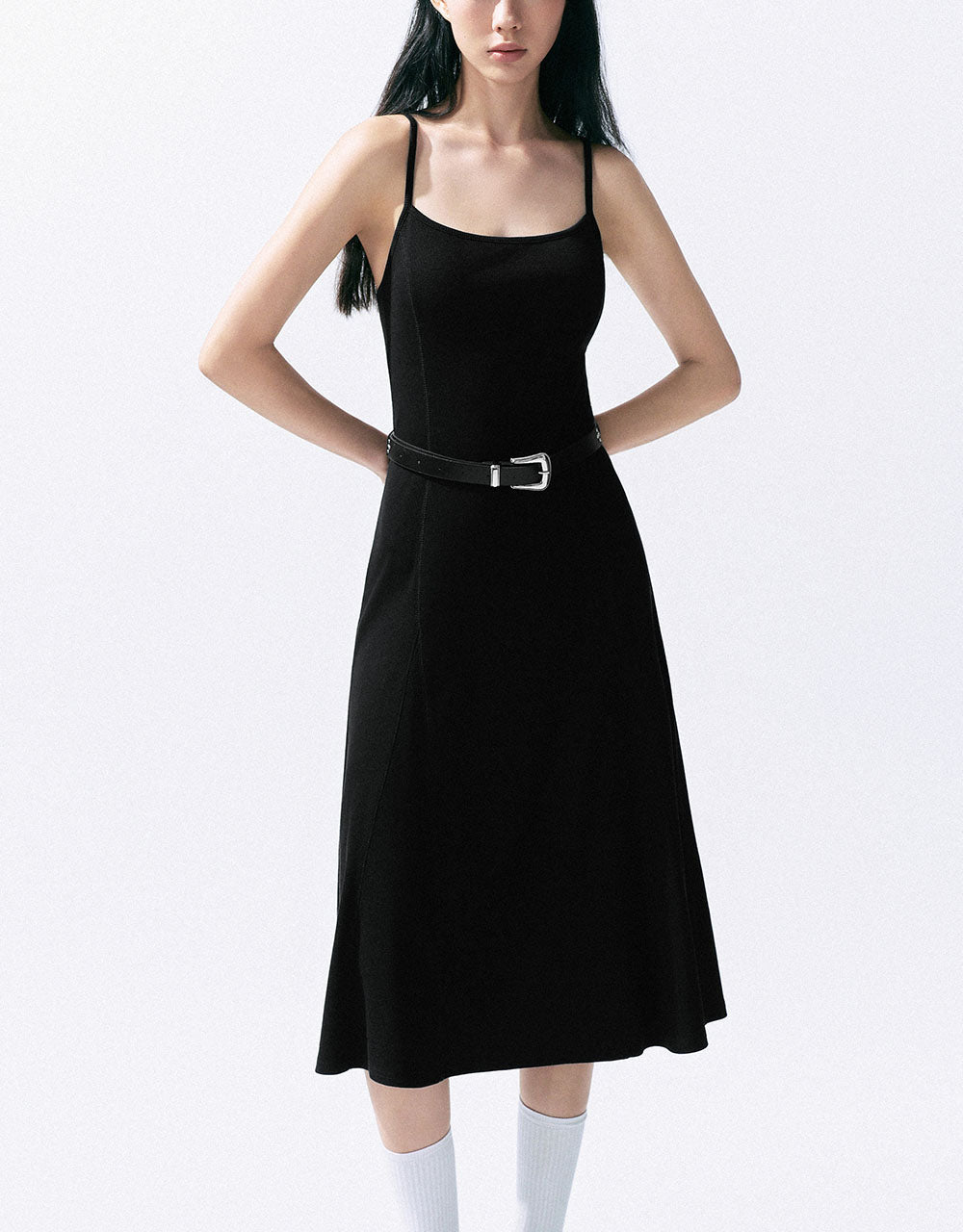 Skinny Cami Dress With Belt