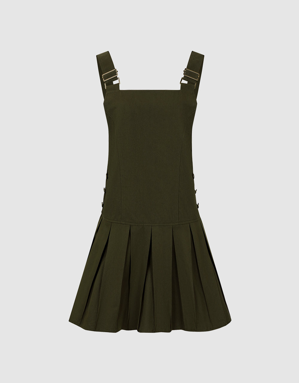 Sleeveless Square-cut Collar Pleated A-Line Dress