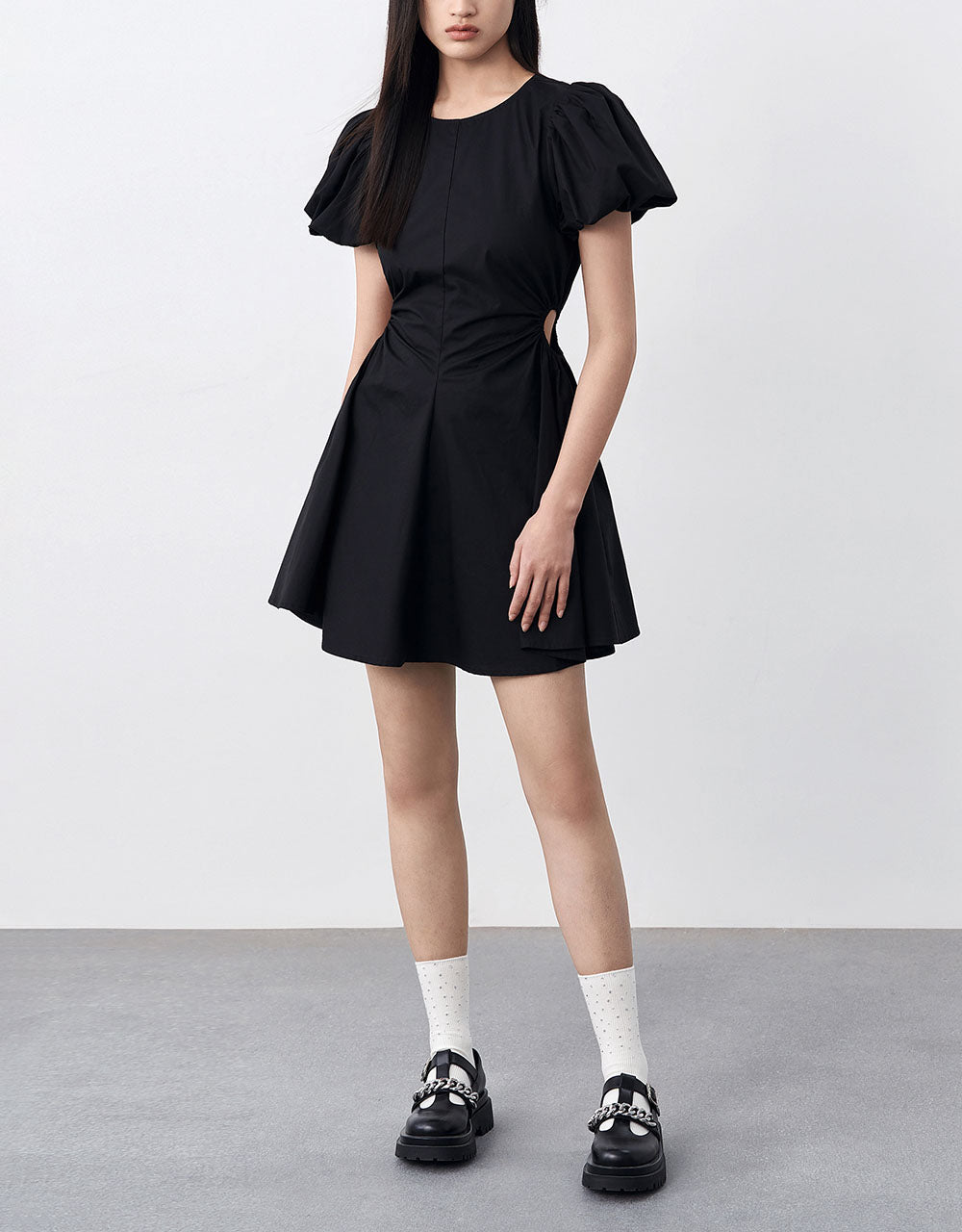 Crew Neck Mini A-Line Dress