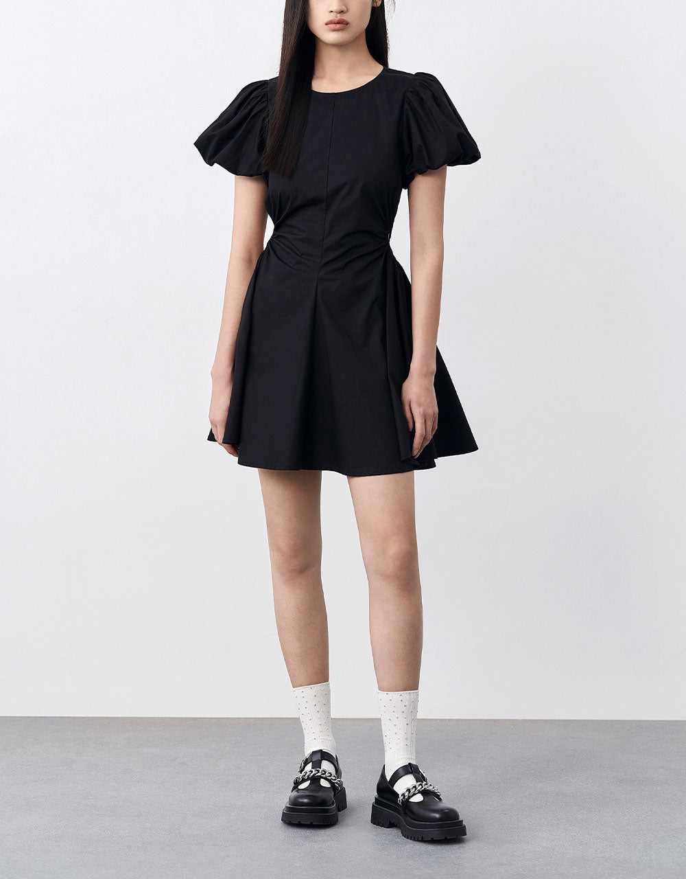 Crew Neck Mini A-Line Dress