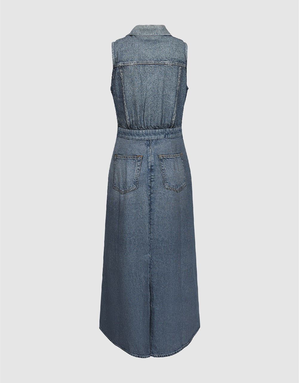 Split Hem Sleeveless Denim Dress