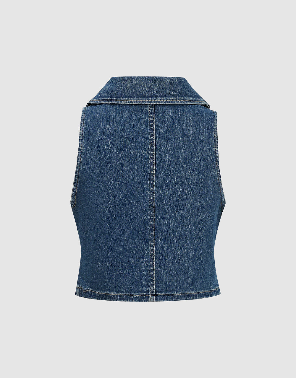 Shirt Collar Denim Vest