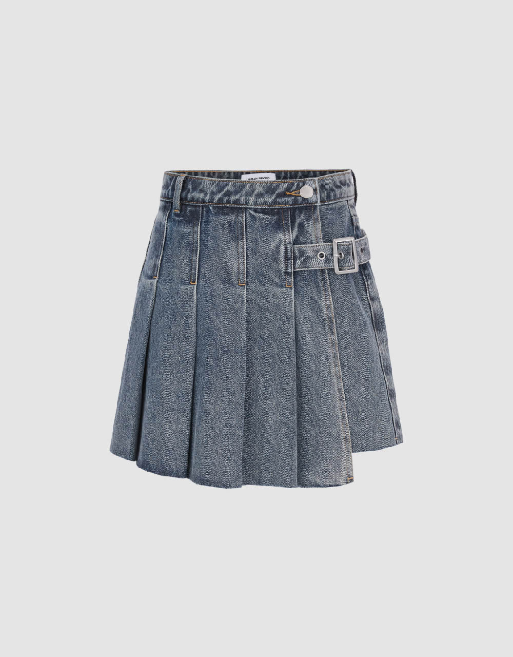 Pleated Mini Denim Skort