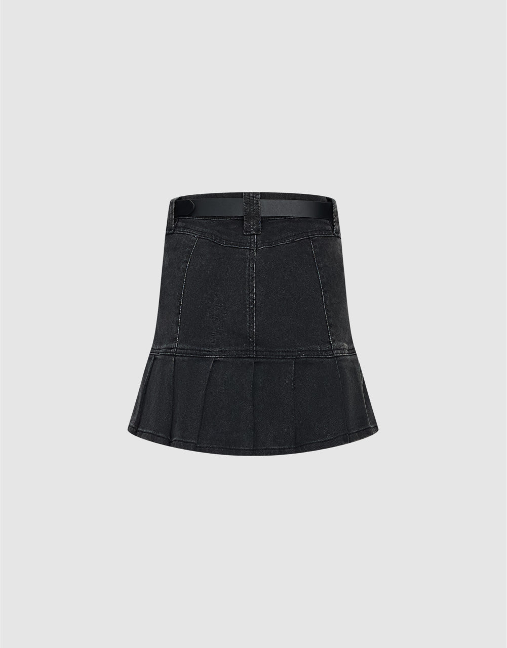 Mini A-Line Denim Skirt With Belt