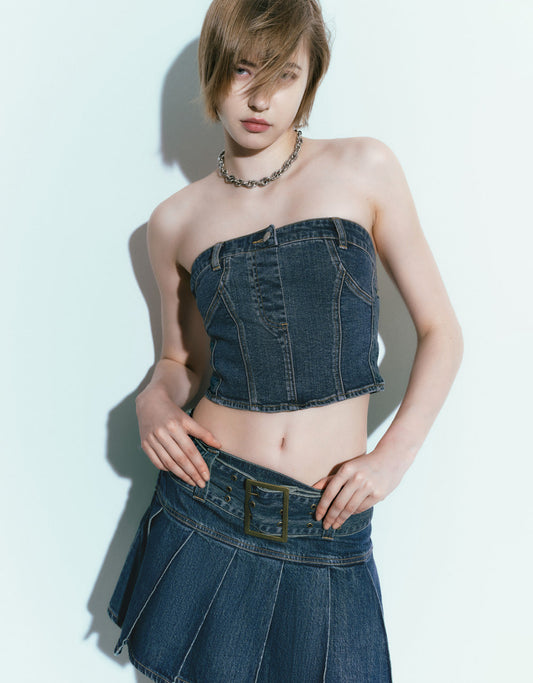 Denim Bandeau Top