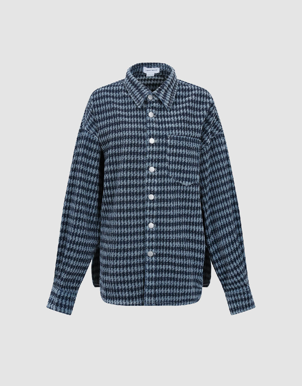 Press Buttoned Checkered Denim Shirt