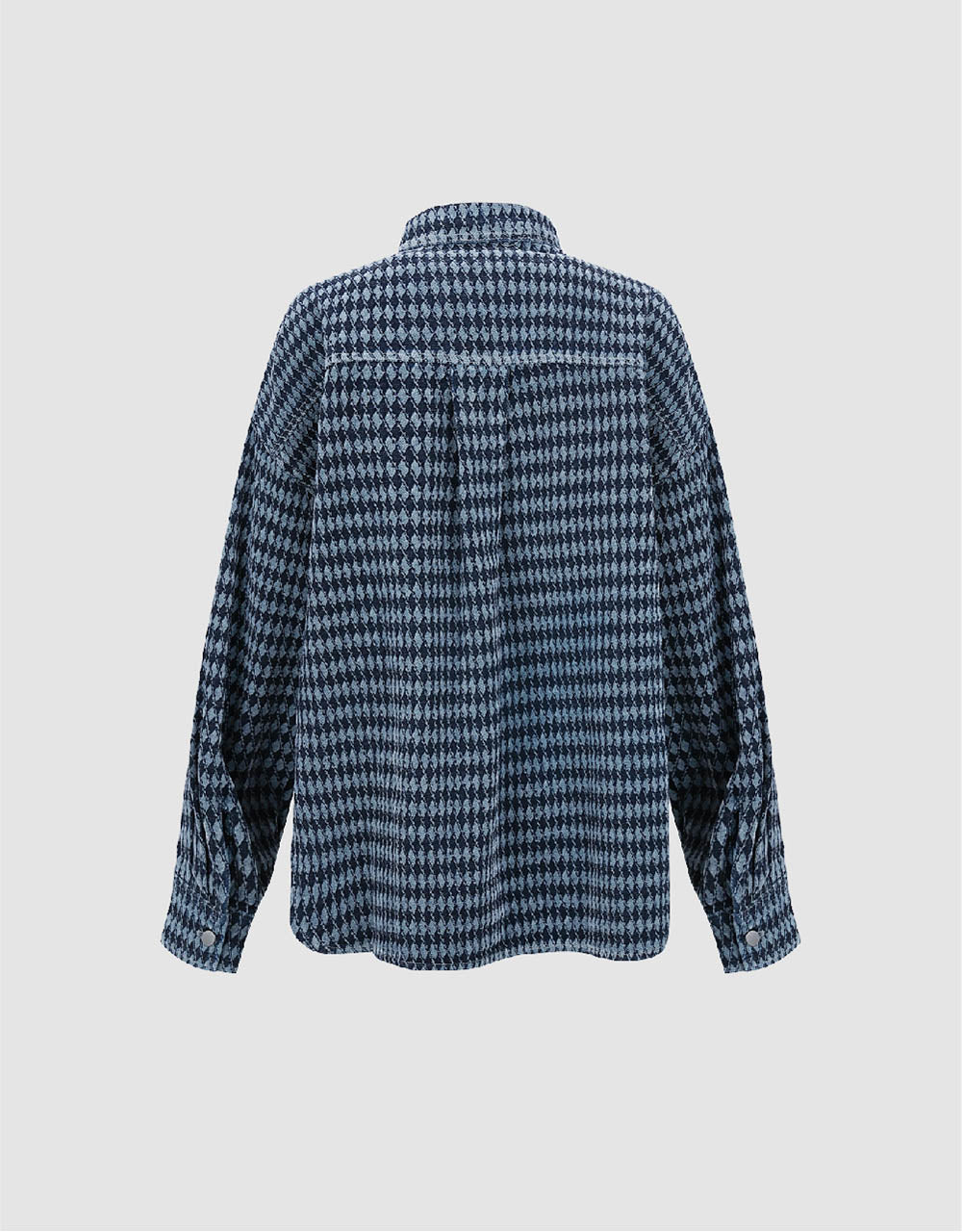 Press Buttoned Checkered Denim Shirt