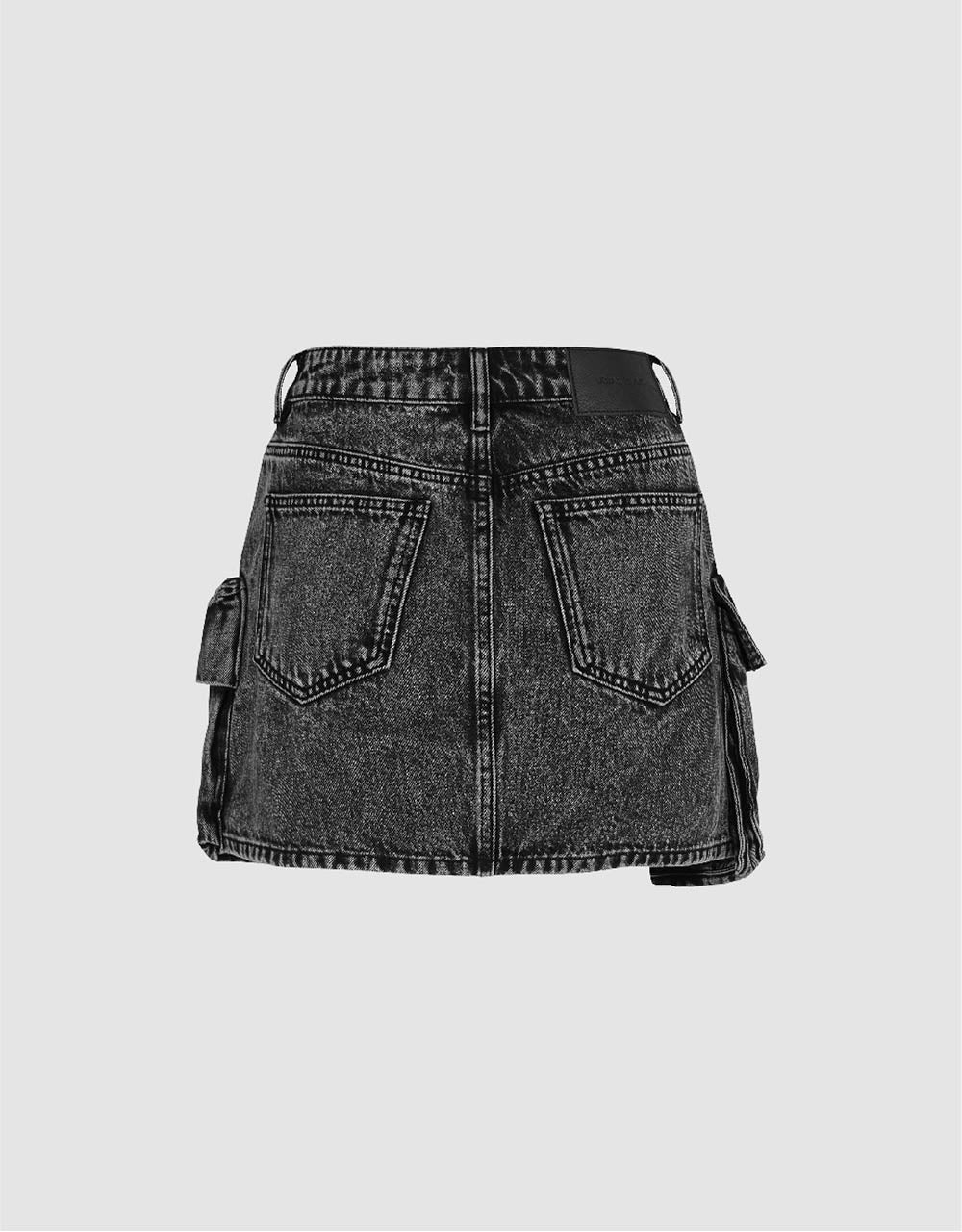 Multi-Pocket Mini Straight Denim Skirt