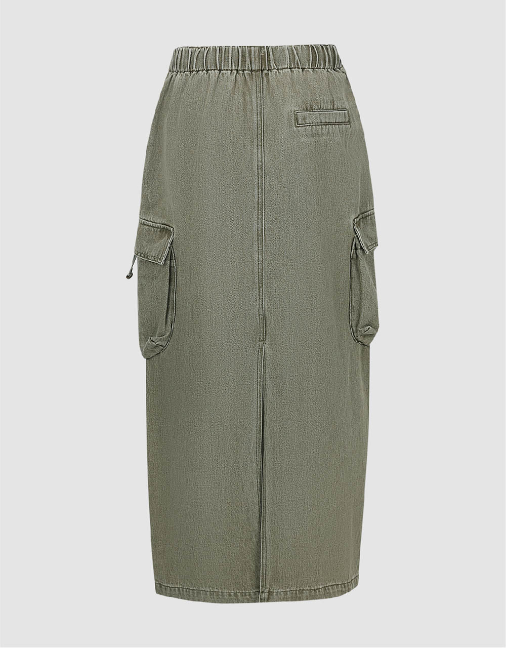 Elastic Waist Straight Denim Skirt