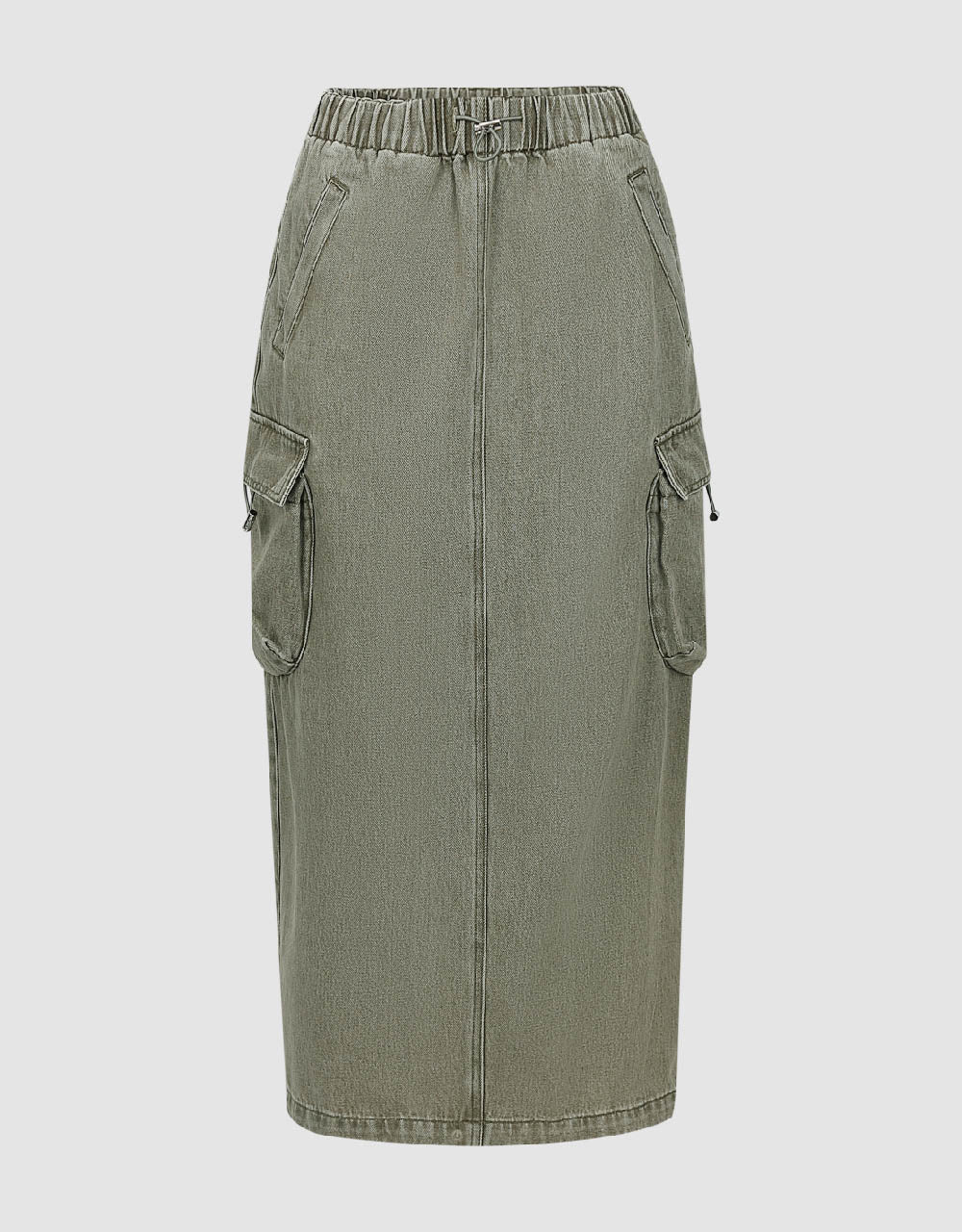 Elastic Waist Straight Denim Skirt