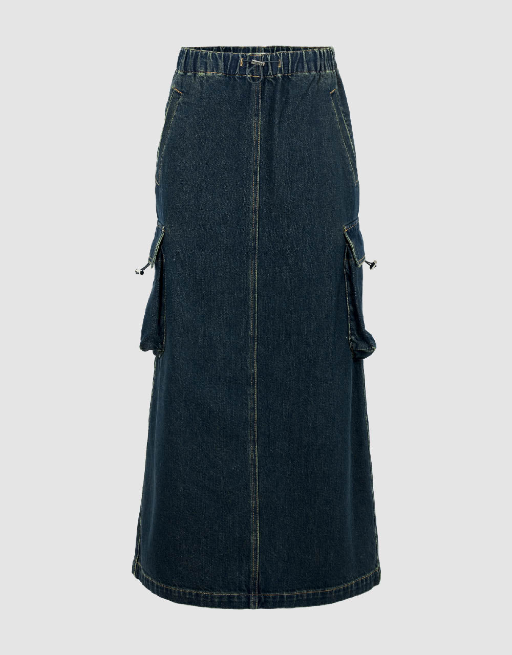 Elastic Waist Straight Denim Skirt