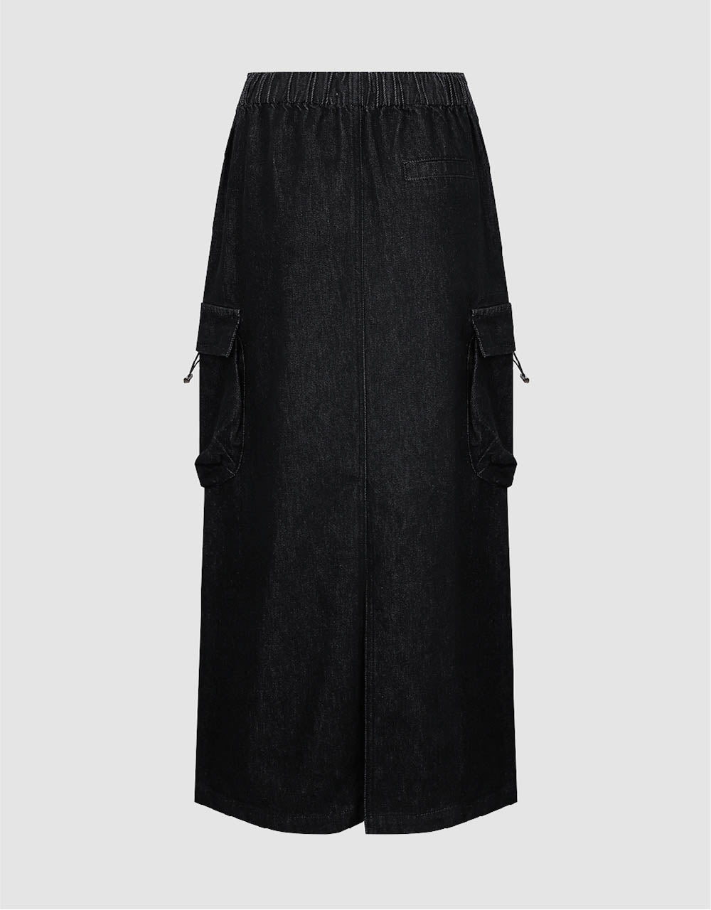 Elastic Waist Straight Denim Skirt