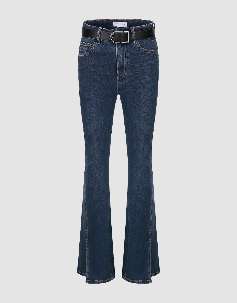 Split Hem Flare Jeans With Belt