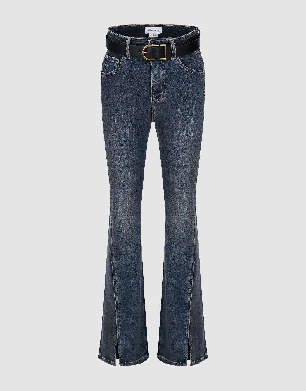 Split Hem Flare Jeans With Belt