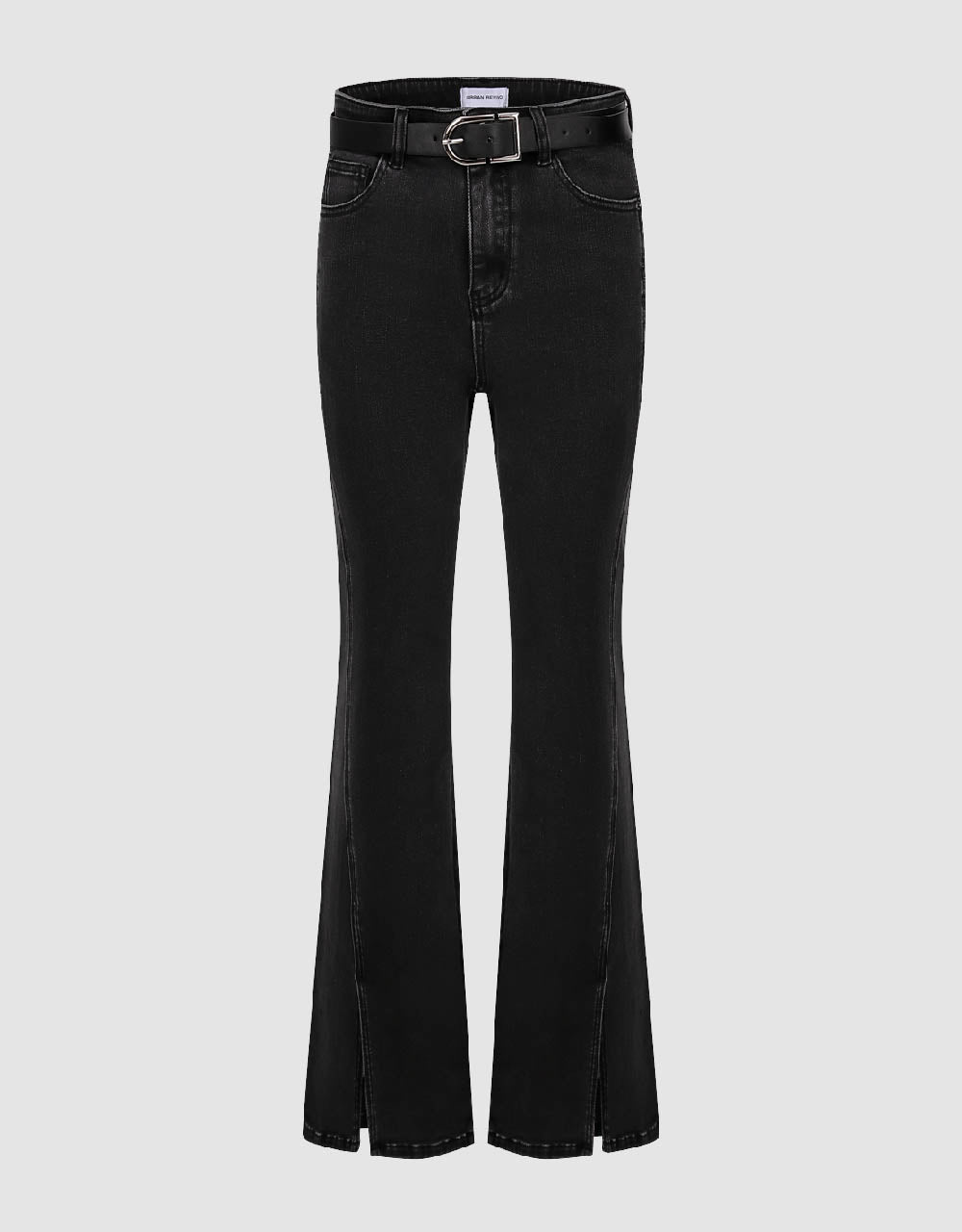 Split Hem Flare Jeans With Belt