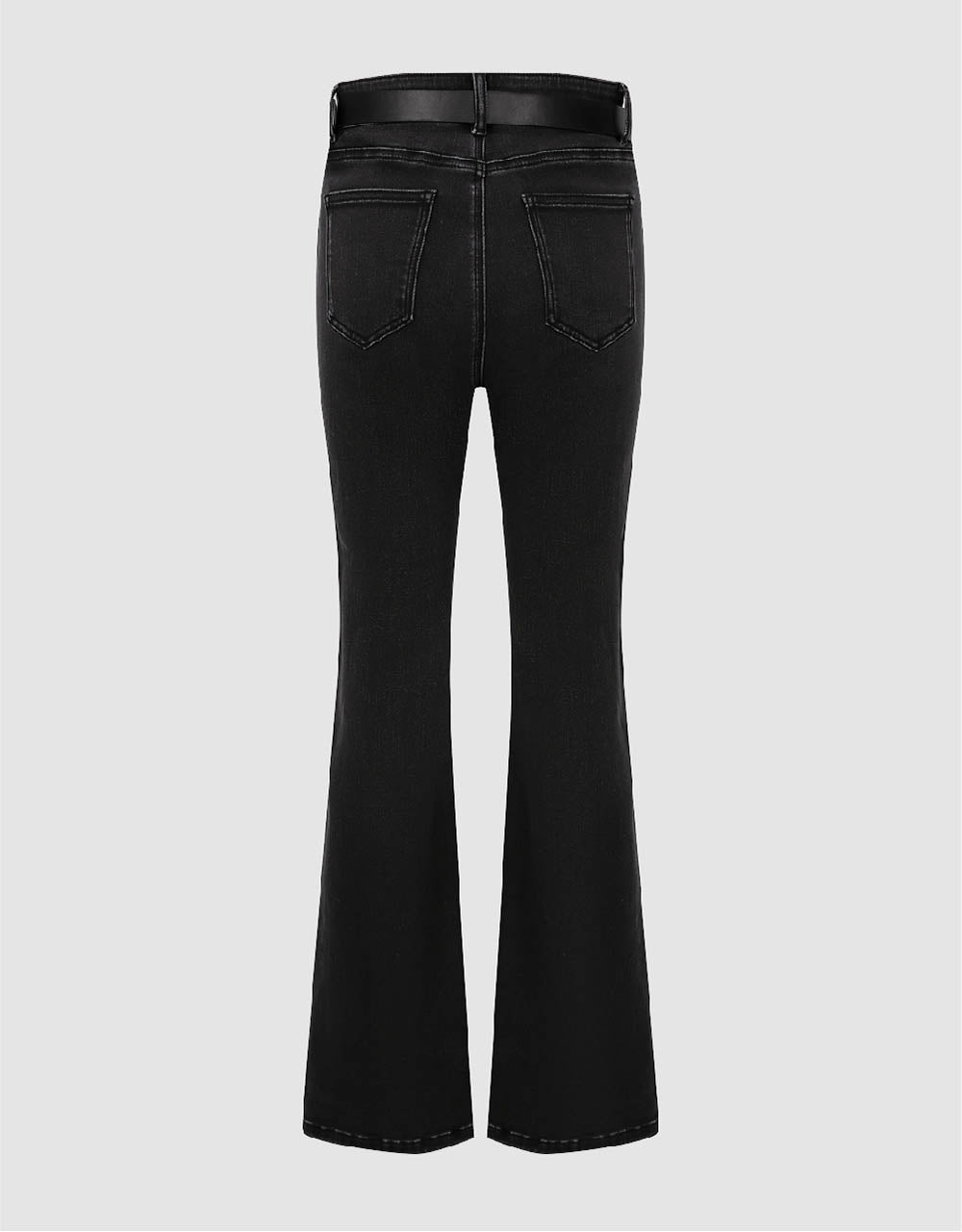 Split Hem Flare Jeans With Belt