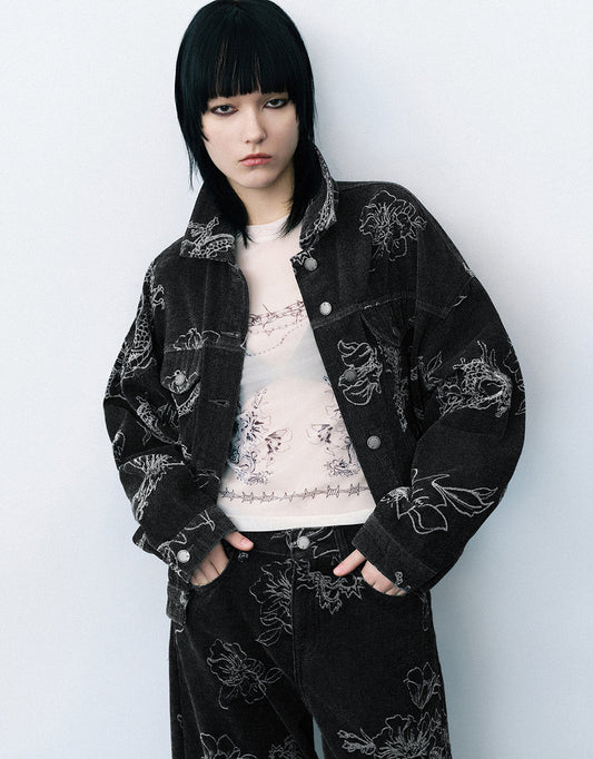 Dragon Printed Denim Jacket