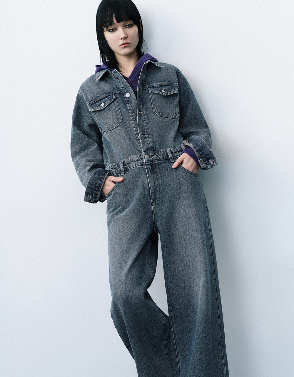 Long Denim Jumpsuit