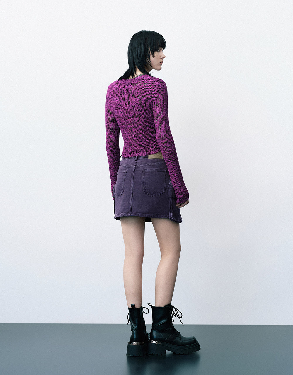 Multi-Pocket Straight Denim Skirt