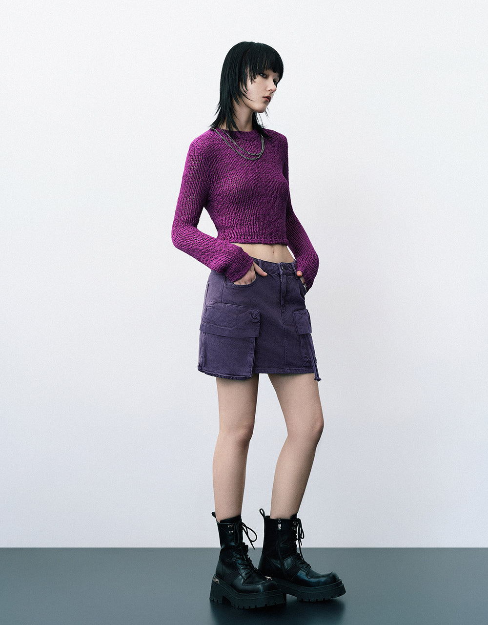 Multi-Pocket Straight Denim Skirt