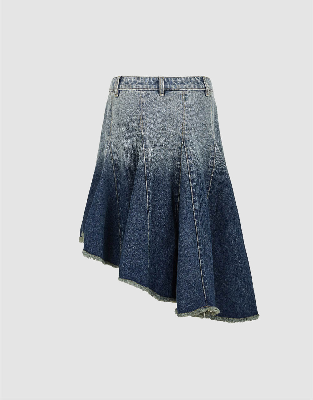 Gradient Midi Fishtail Denim Skirt