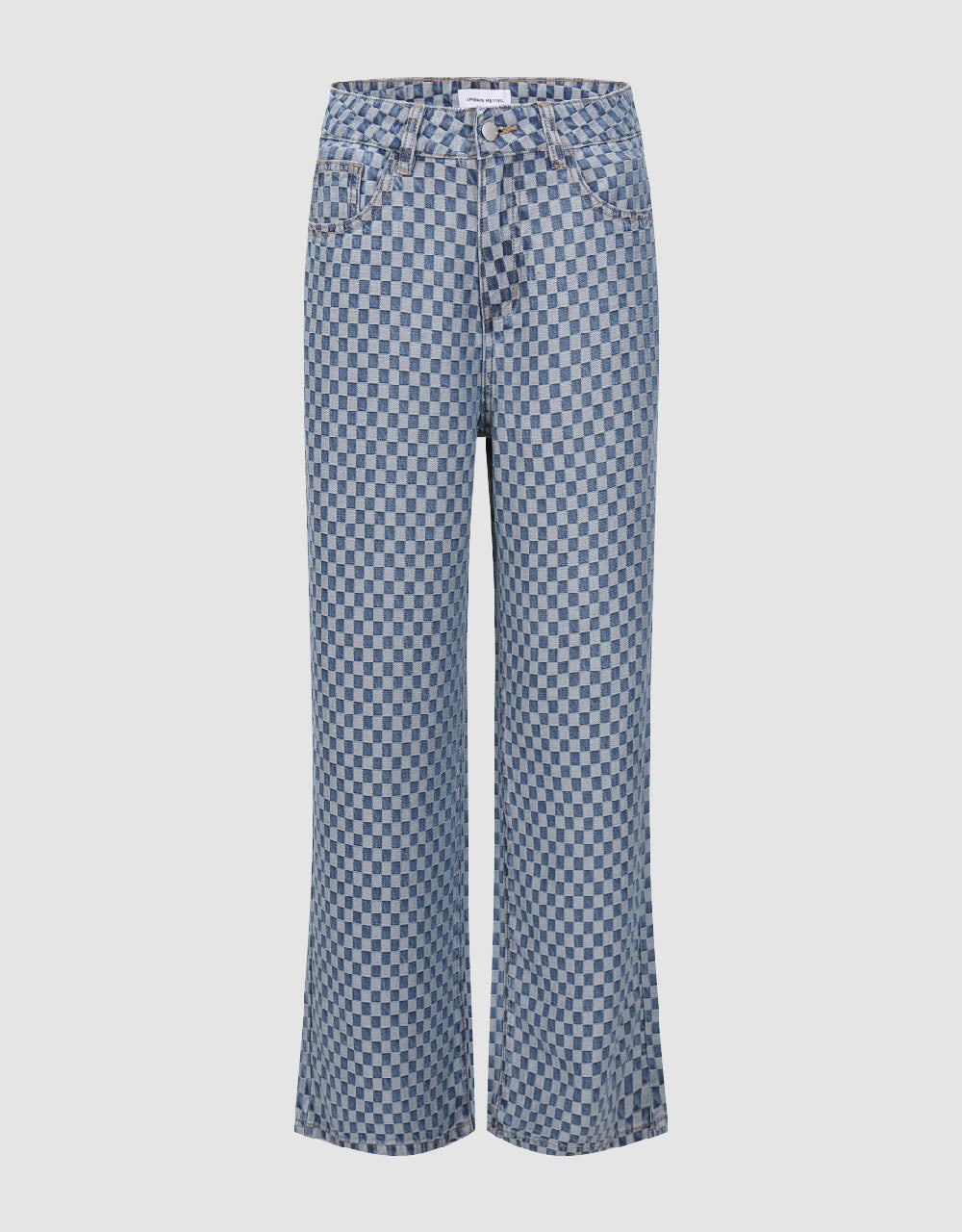 Checkered Wide-Leg Jeans