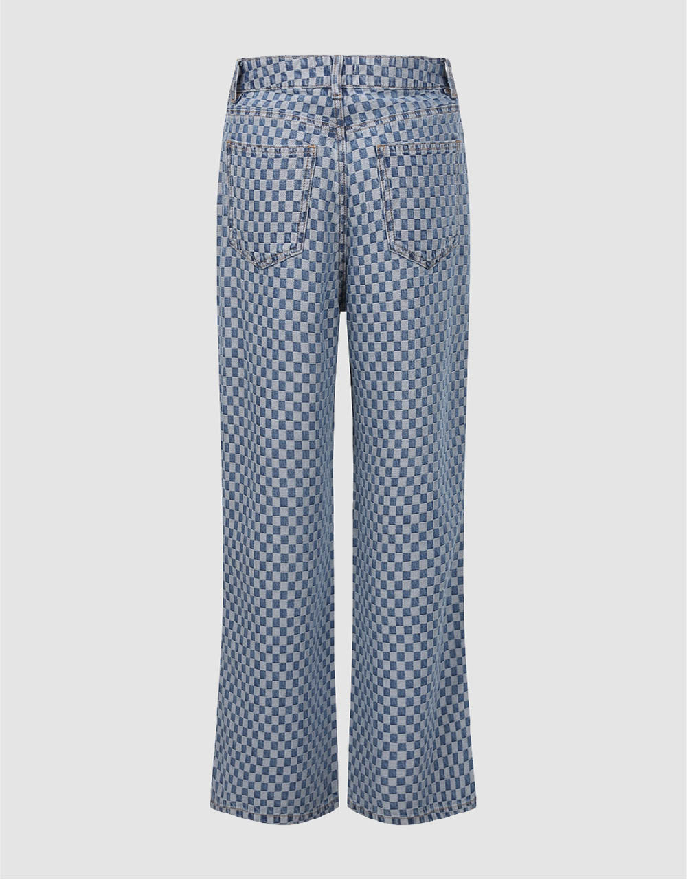 Checkered Wide-Leg Jeans