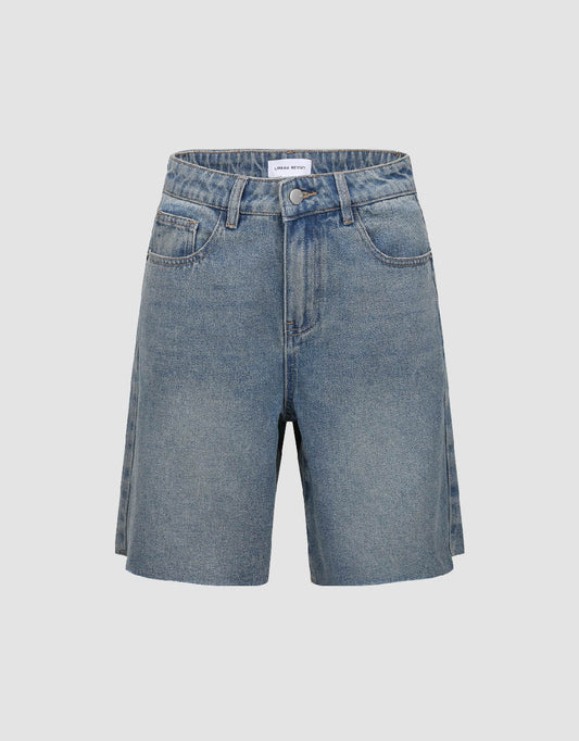 Raw Hem Denim Shorts