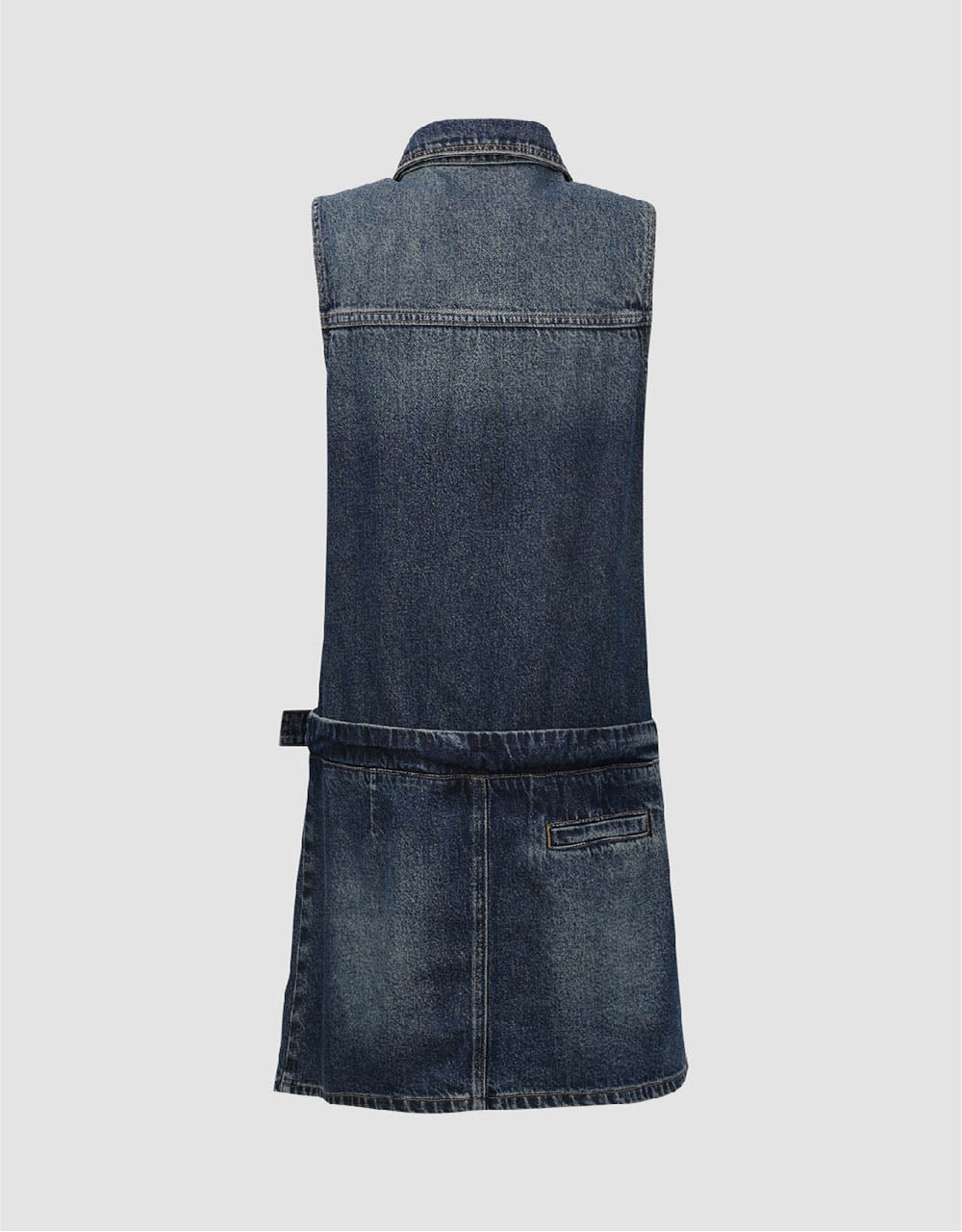 Sleeveless Lapel Denim Straight Dress