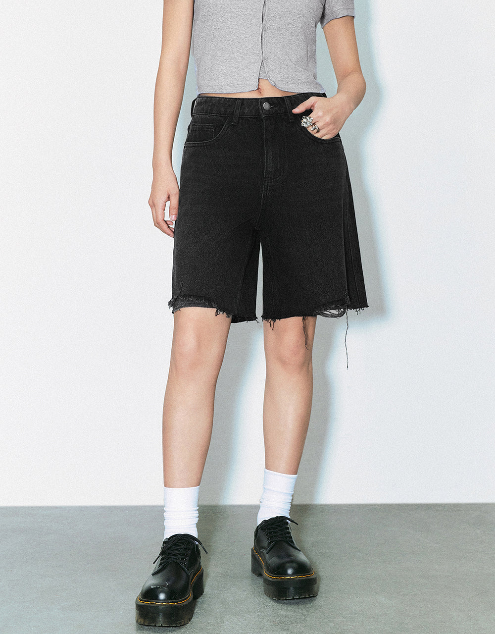 Raw Hem Denim Shorts