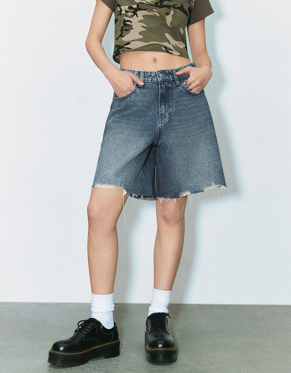 Raw Hem Denim Shorts