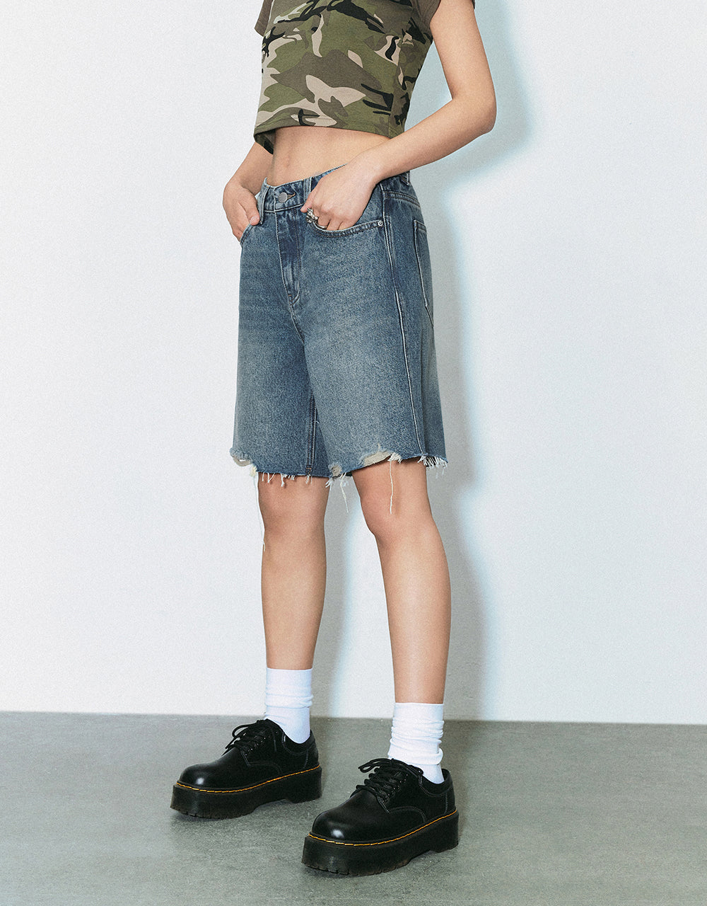 Raw Hem Denim Shorts