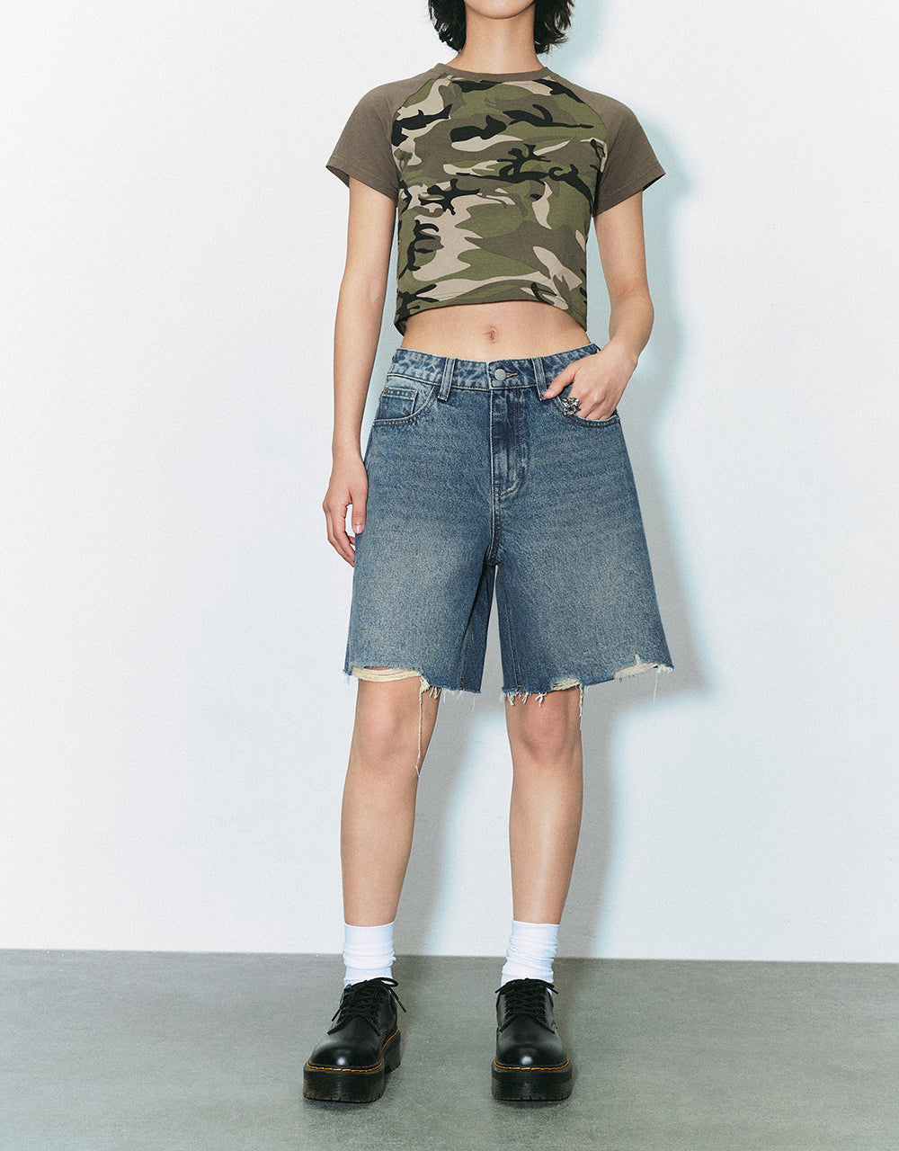 Raw Hem Denim Shorts