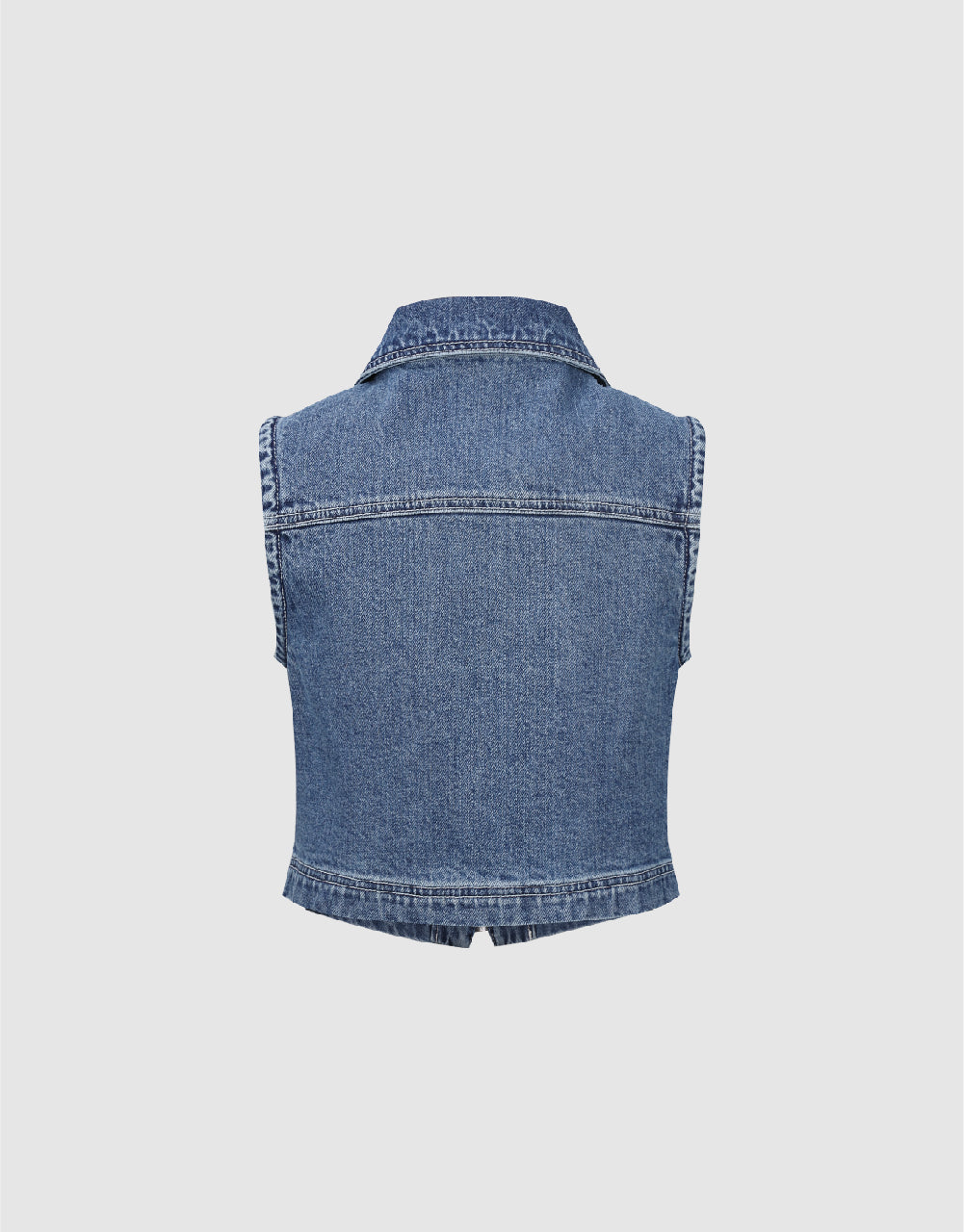 Zipper Front Lapel Denim Vest