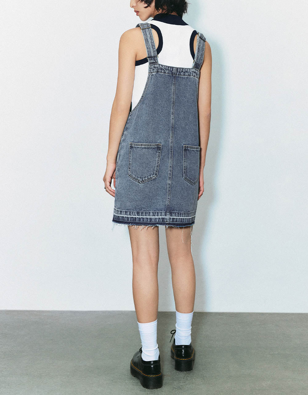 Raw Hem Denim Pinafore Dress