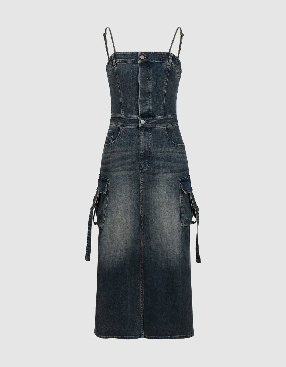 Skinny Off-Shoulder Cami Denim Dress