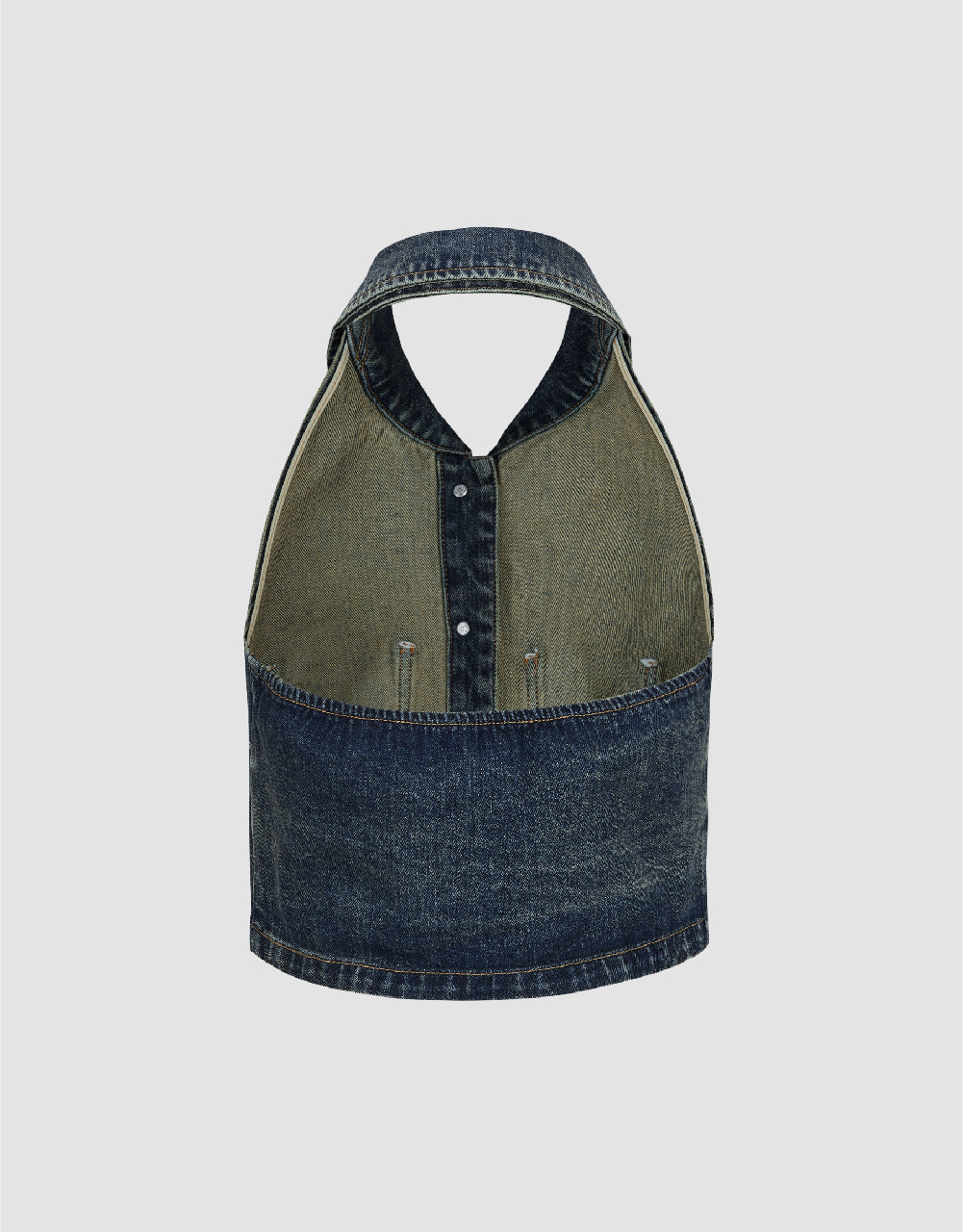 Halter Neck Lapel Denim Vest