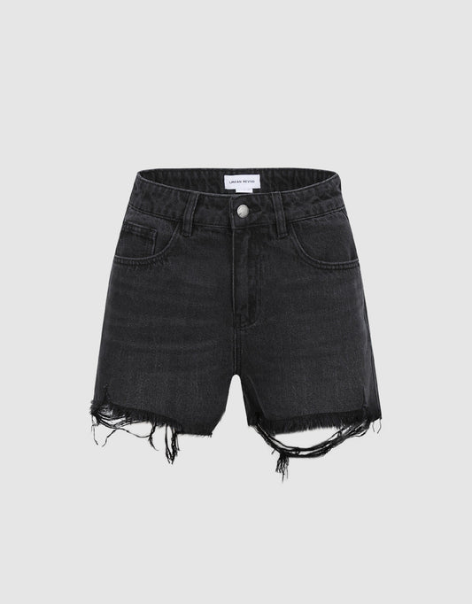 Raw Hem Denim Shorts