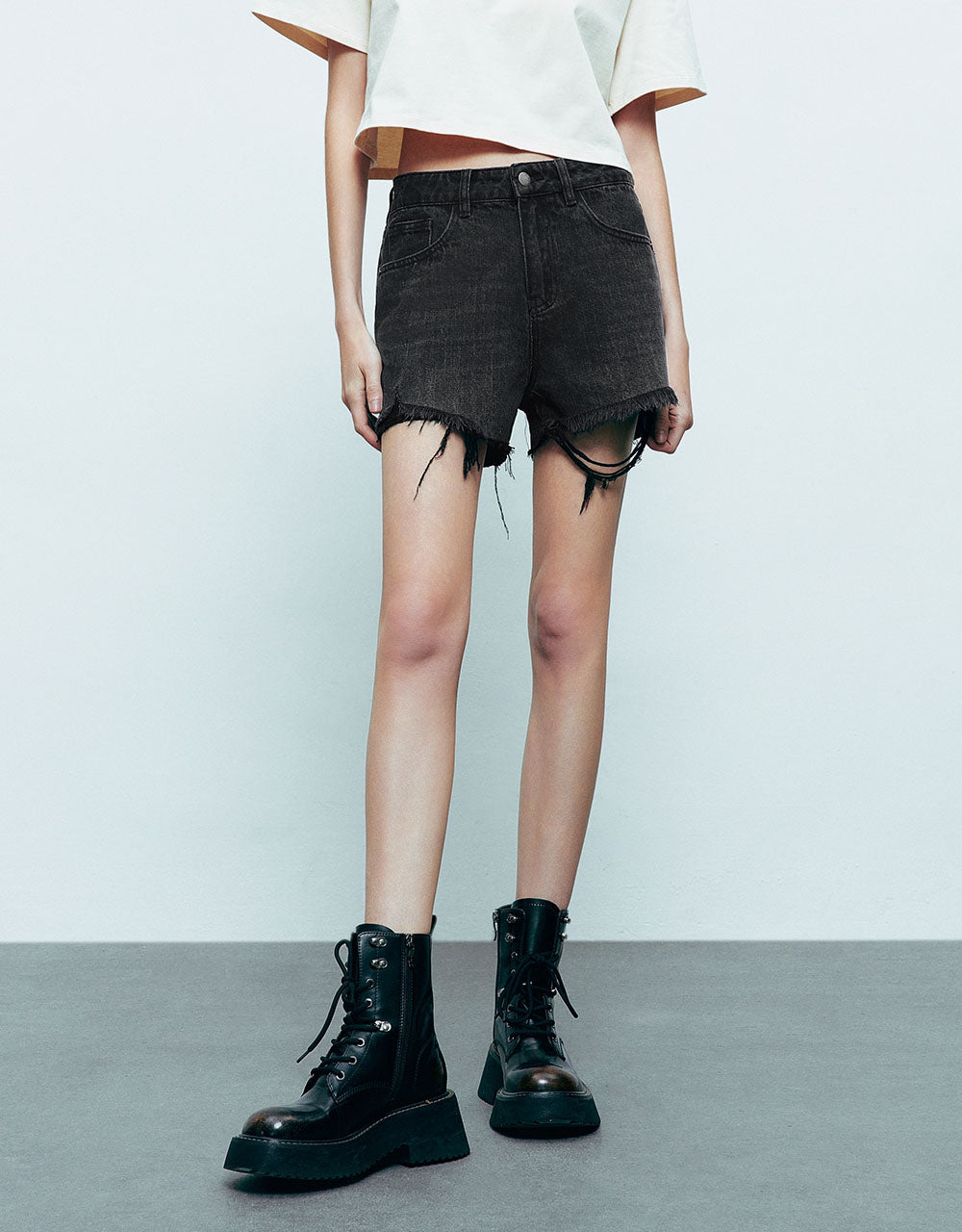 Raw Hem Denim Shorts