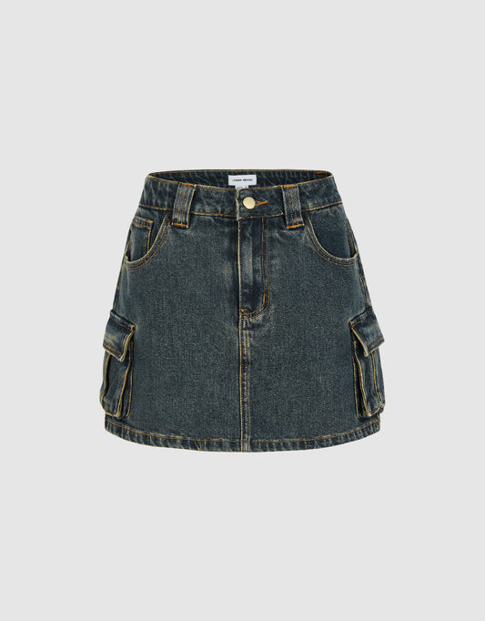Mini Straight Denim Skirt