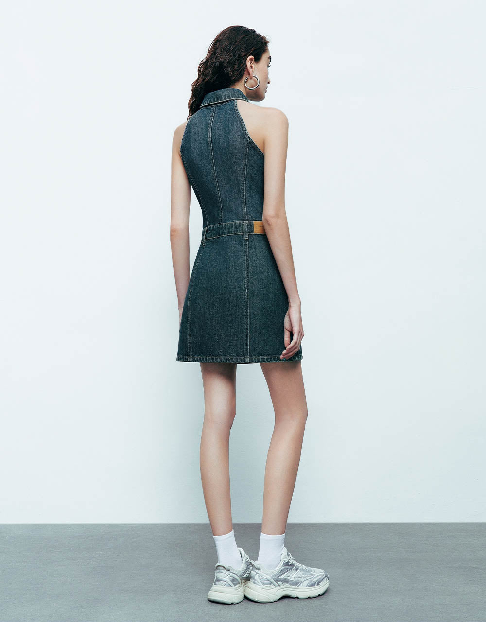 Sleeveless Lapel Denim Dress